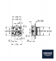 CUERPO EMPOTRABLE UNIVERSAL GROHE RAPIDO SMARTBOX MEDIDAS